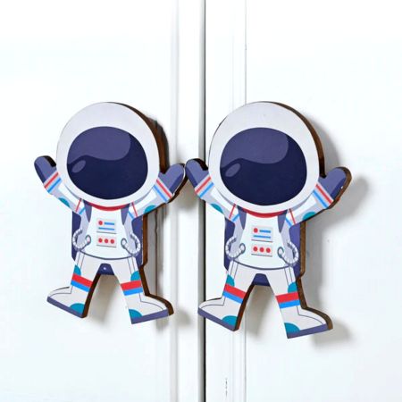 Handcrafted Astronaut Cupboard Handles Acacia Wood Set